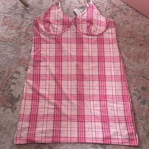 La Vie En Rose Pink Plaid Slip Dress